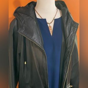 VTG BLACK LEATHER JACKET! Size Large ~ Oversized Coat~ Sweet!